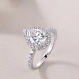 Moissanite Pear Cut Halo Engagement Ring