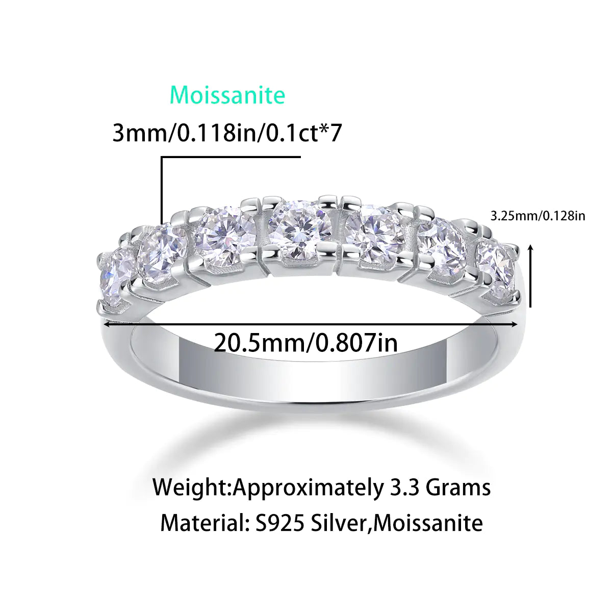 Moissanite Lucky 7 Stone Eternity Ring