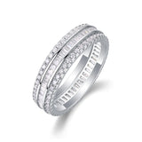 S925 Moissanite Baguette Cut Three Row Ring