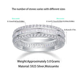 S925 Moissanite Baguette Cut Three Row Ring