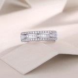 S925 Moissanite Baguette Cut Three Row Ring