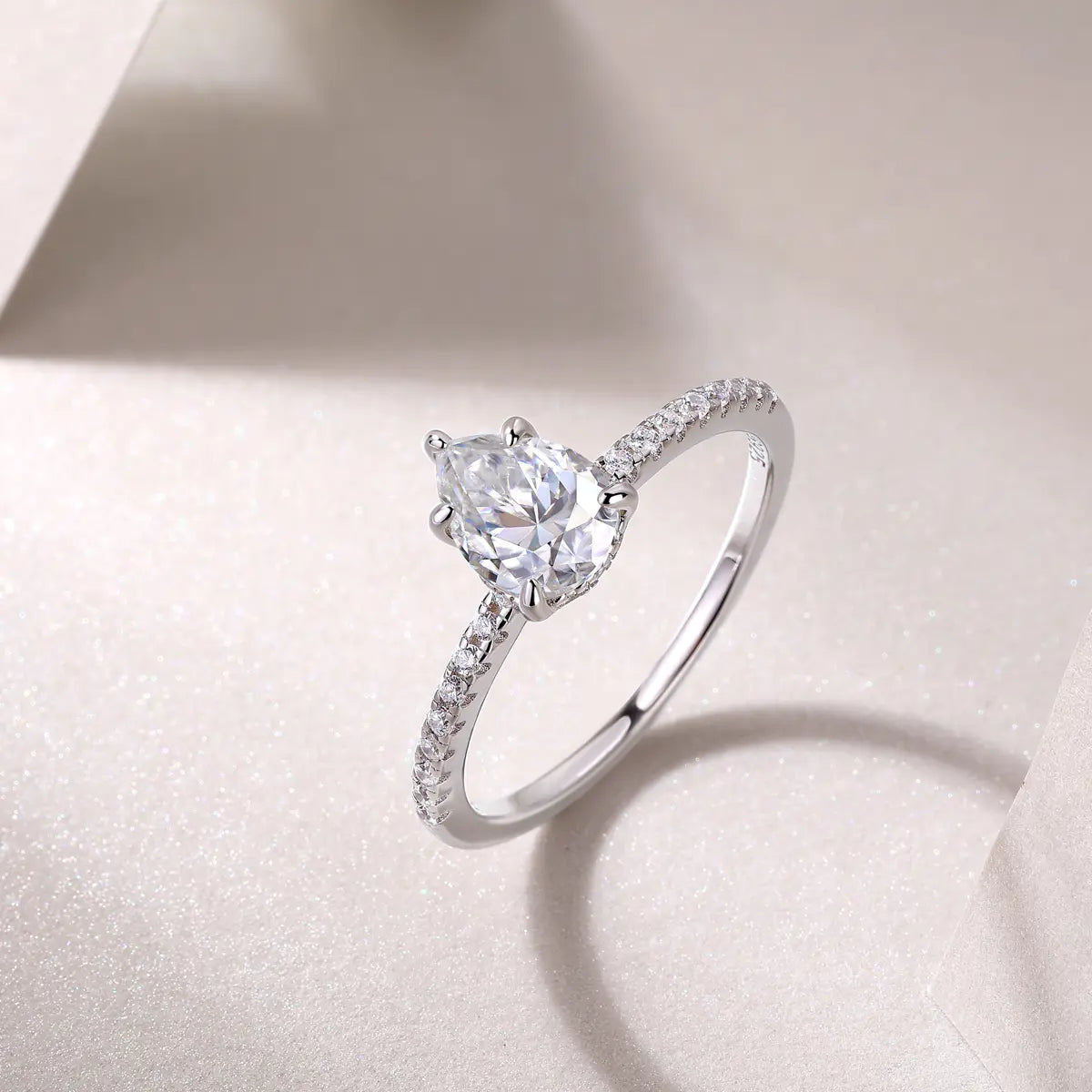 Moissanite Pear Cut Engagement Ring