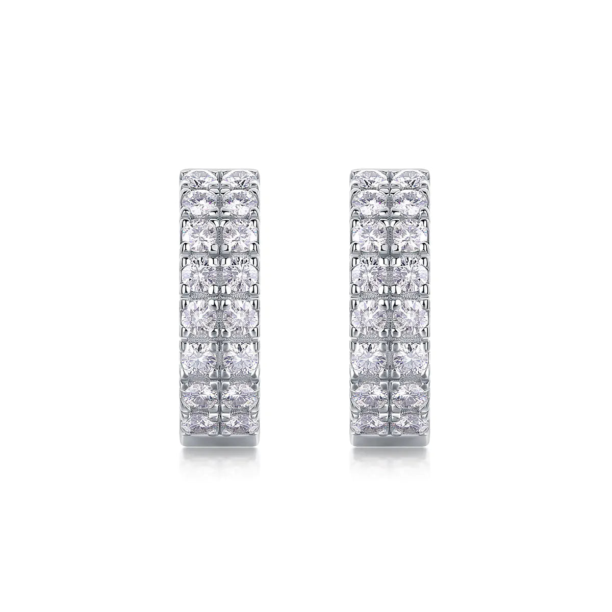 S925 Moissanite Two Row Hoop Earrings