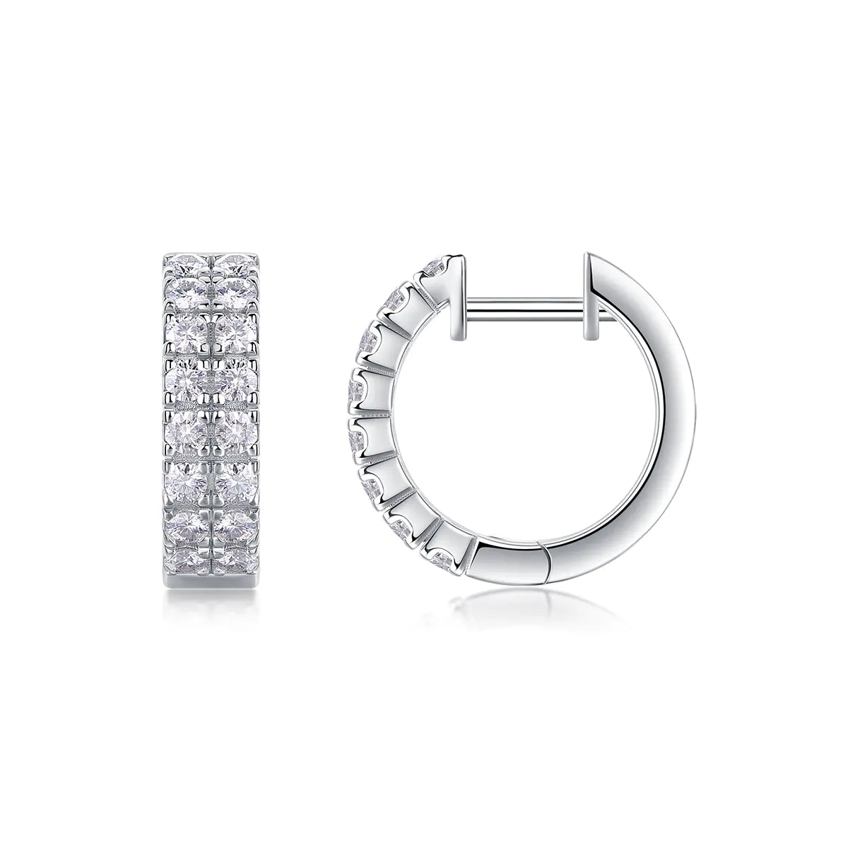 S925 Moissanite Two Row Hoop Earrings