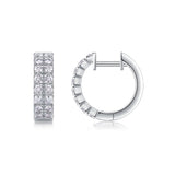 S925 Moissanite Two Row Hoop Earrings