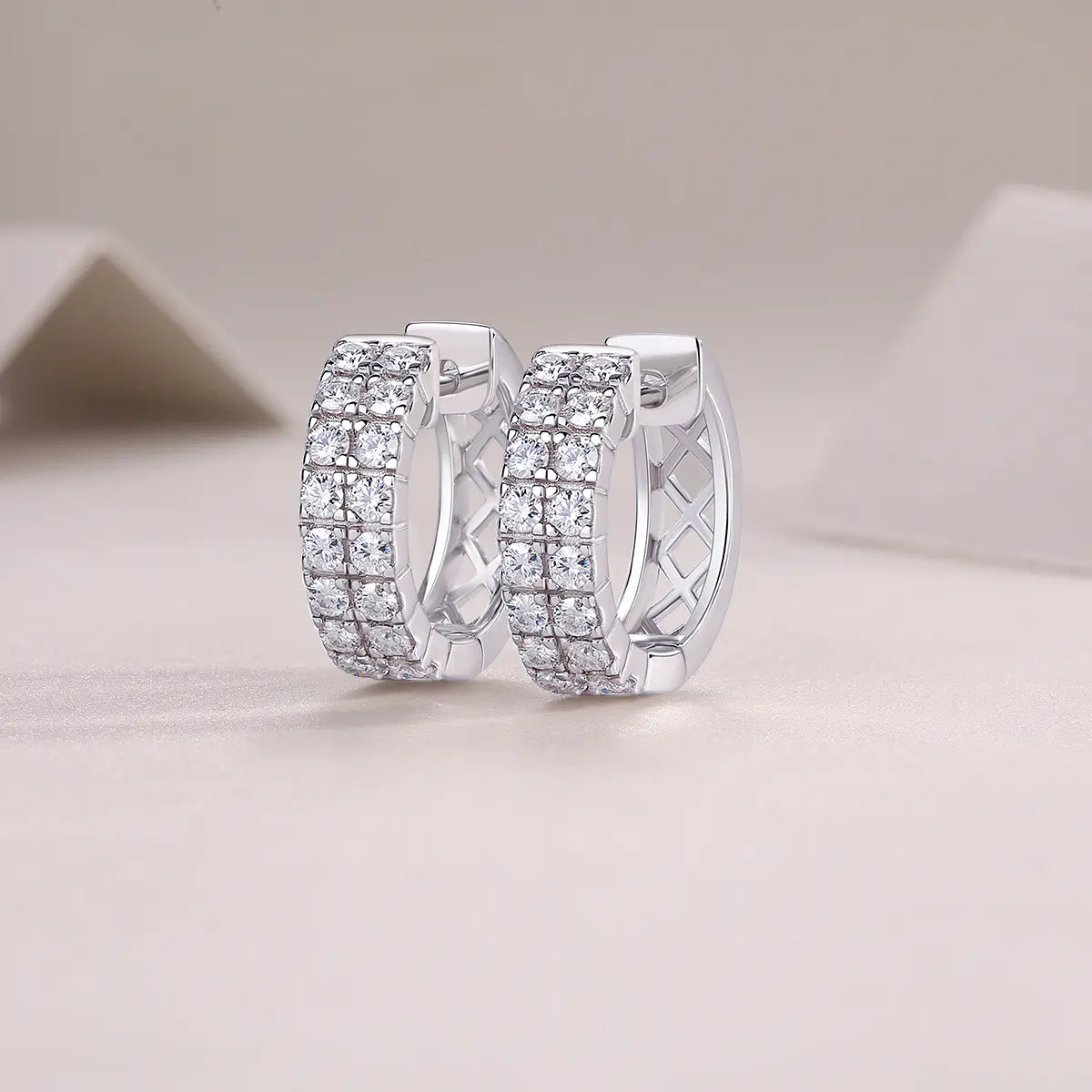 S925 Moissanite Two Row Hoop Earrings