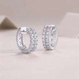 S925 Moissanite Two Row Hoop Earrings