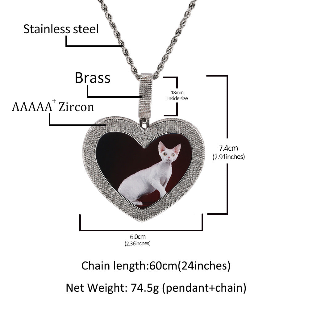 Custom 3D Heart Photo Pendant