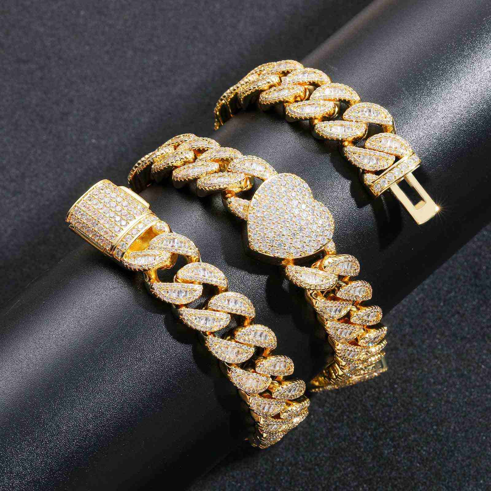 Iced Heart Baguette Cuban Link Chain