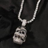 Iced Snake Skull Head Pendant