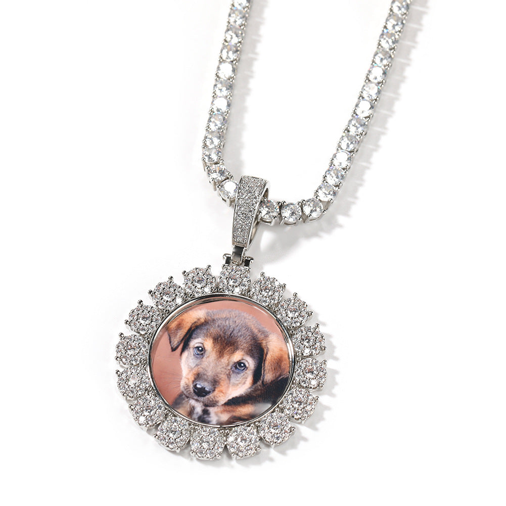 Custom Cluster Circle Photo Pendant