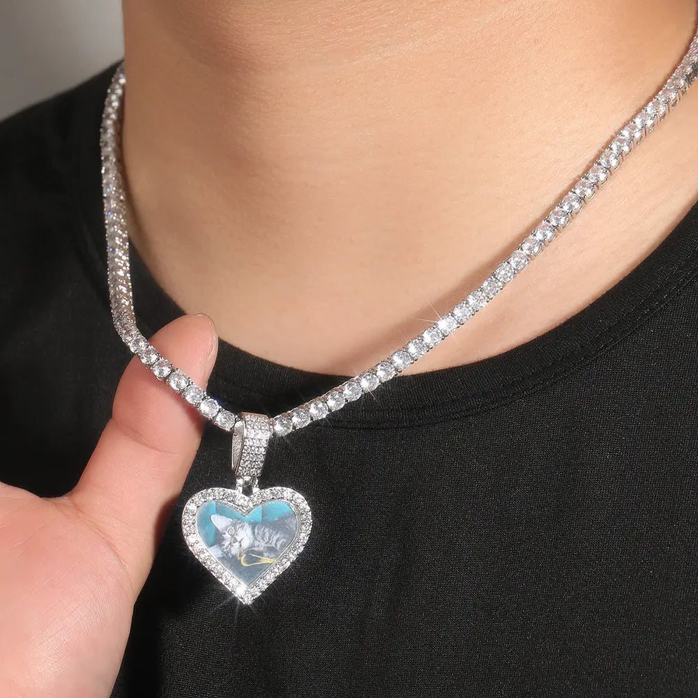 Custom Little Heart Photo Pendant