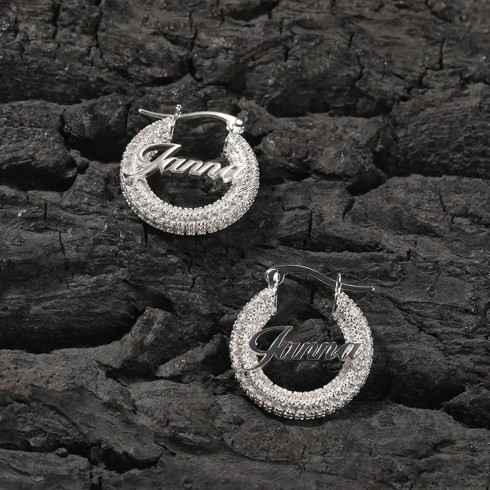 Custom Letter Iced Hoop Earring