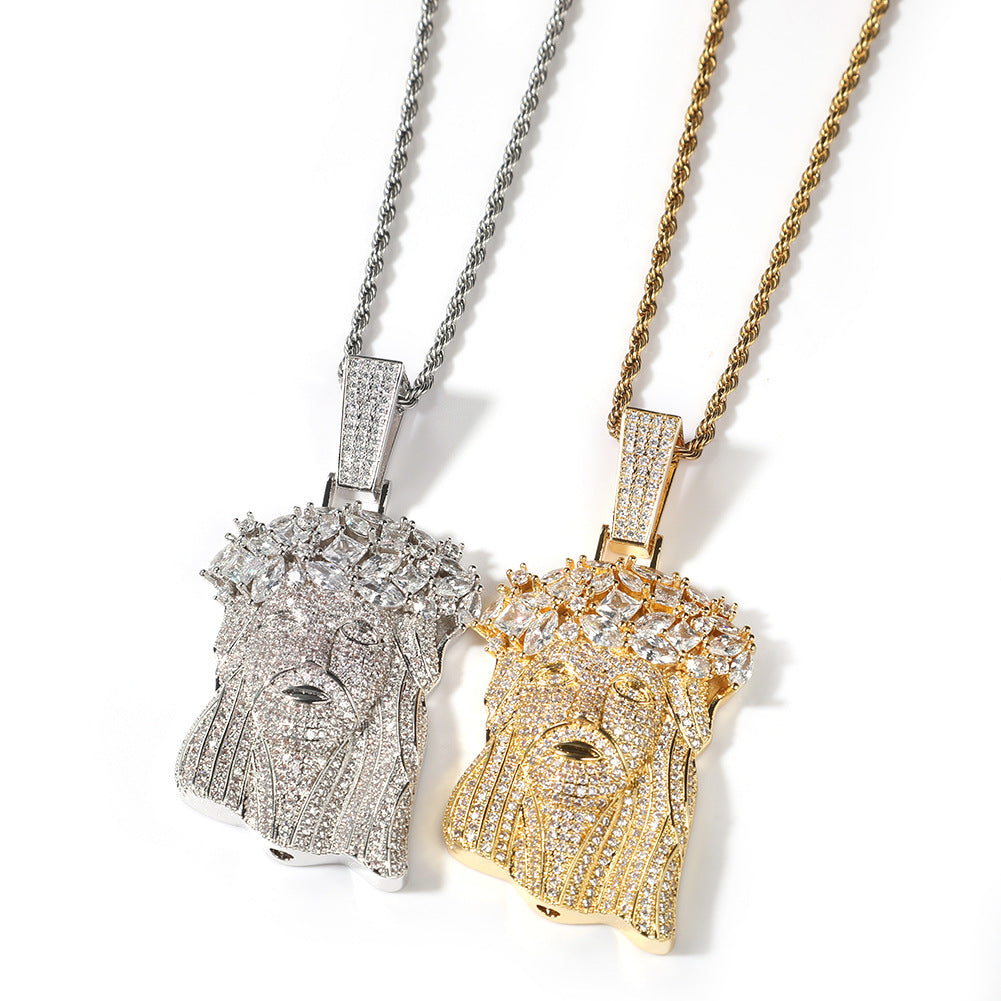 Mix Iced Crown Jesus Pendant