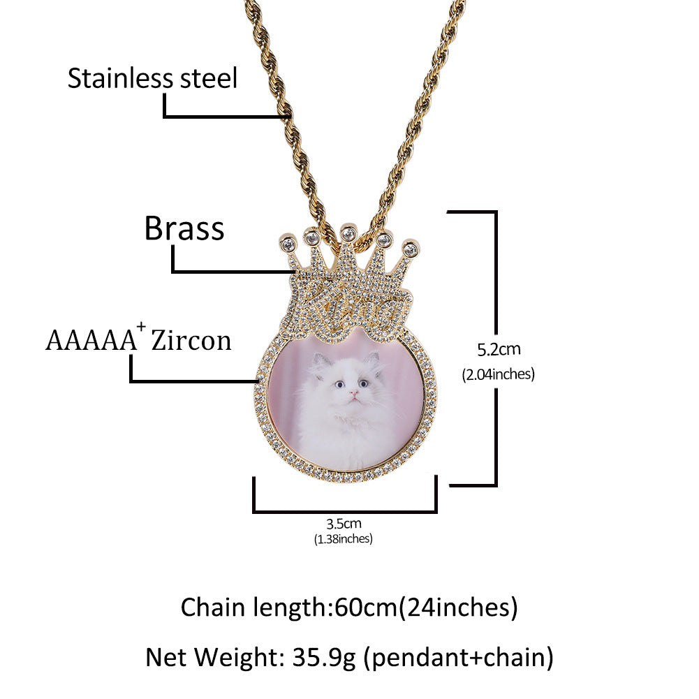 Custom Queen Crown Photo Pendant