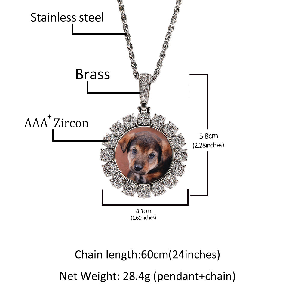 Custom Cluster Circle Photo Pendant