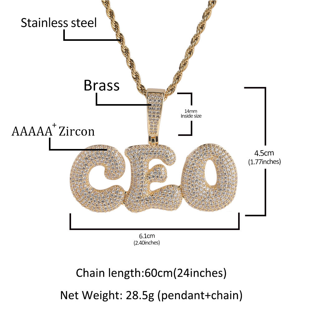 Custom Bubble Letter Style Pendant