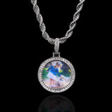 Custom Baguette Round Photo Pendant