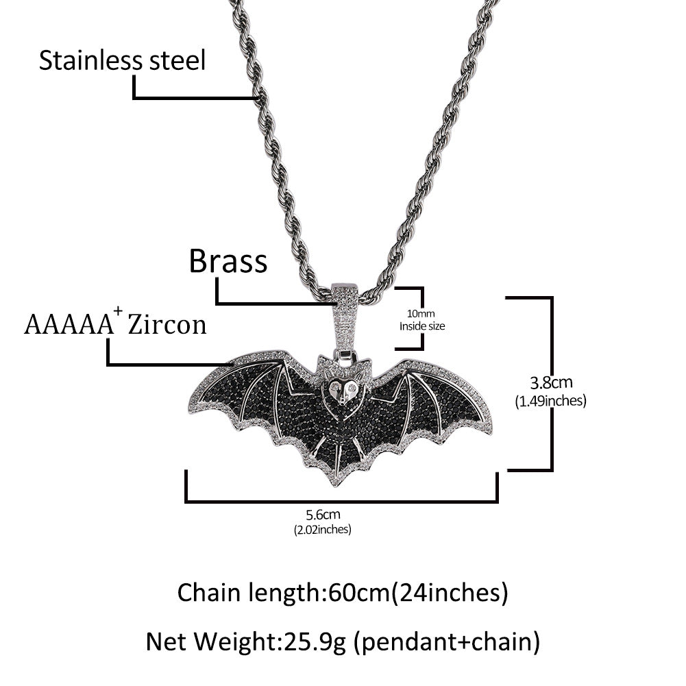 Black Iced Bat Pendant