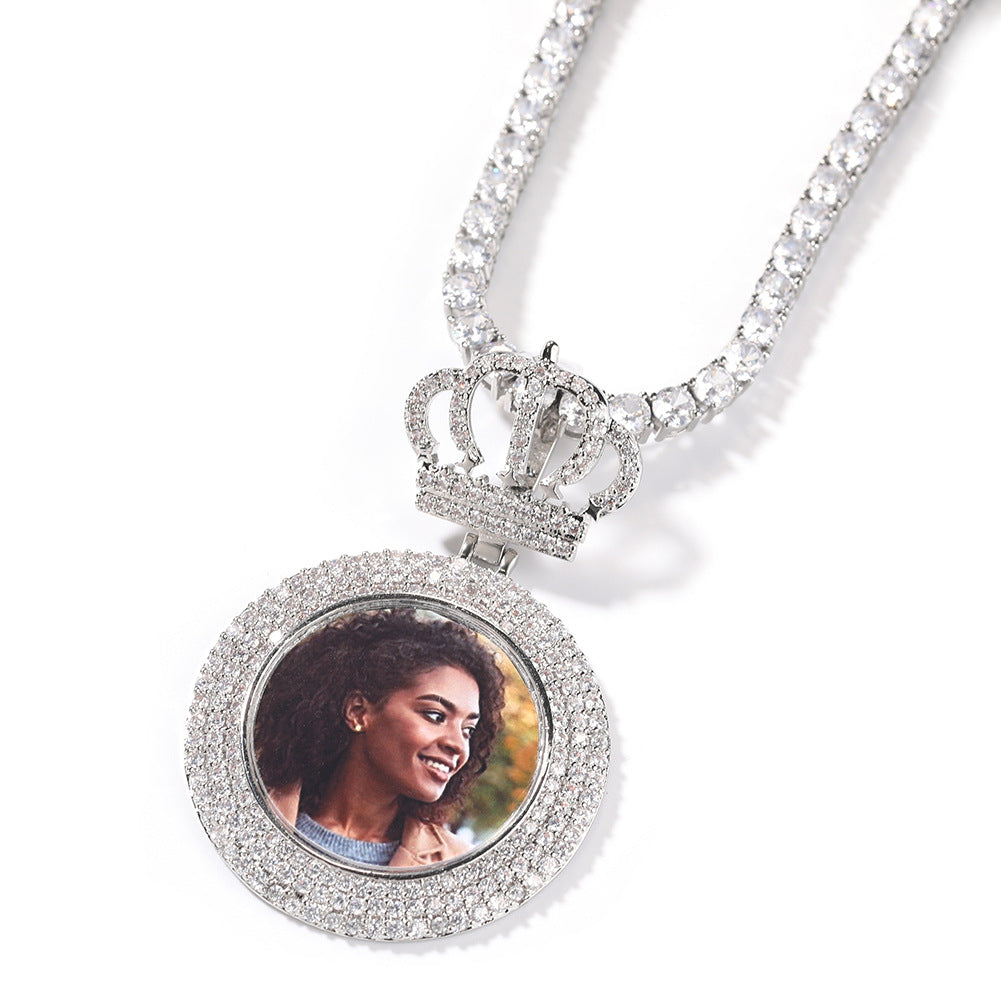 Custom Crown Bail Round Photo Pendant