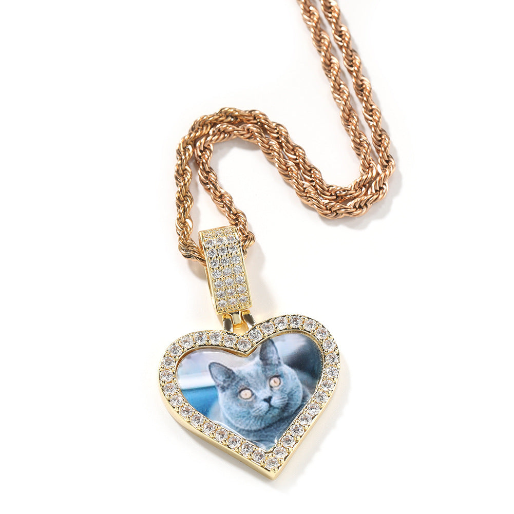 Custom Little Heart Photo Pendant