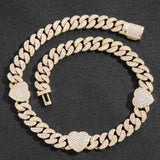 Iced Heart Baguette Cuban Link Chain