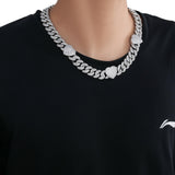 Iced Heart Baguette Cuban Link Chain