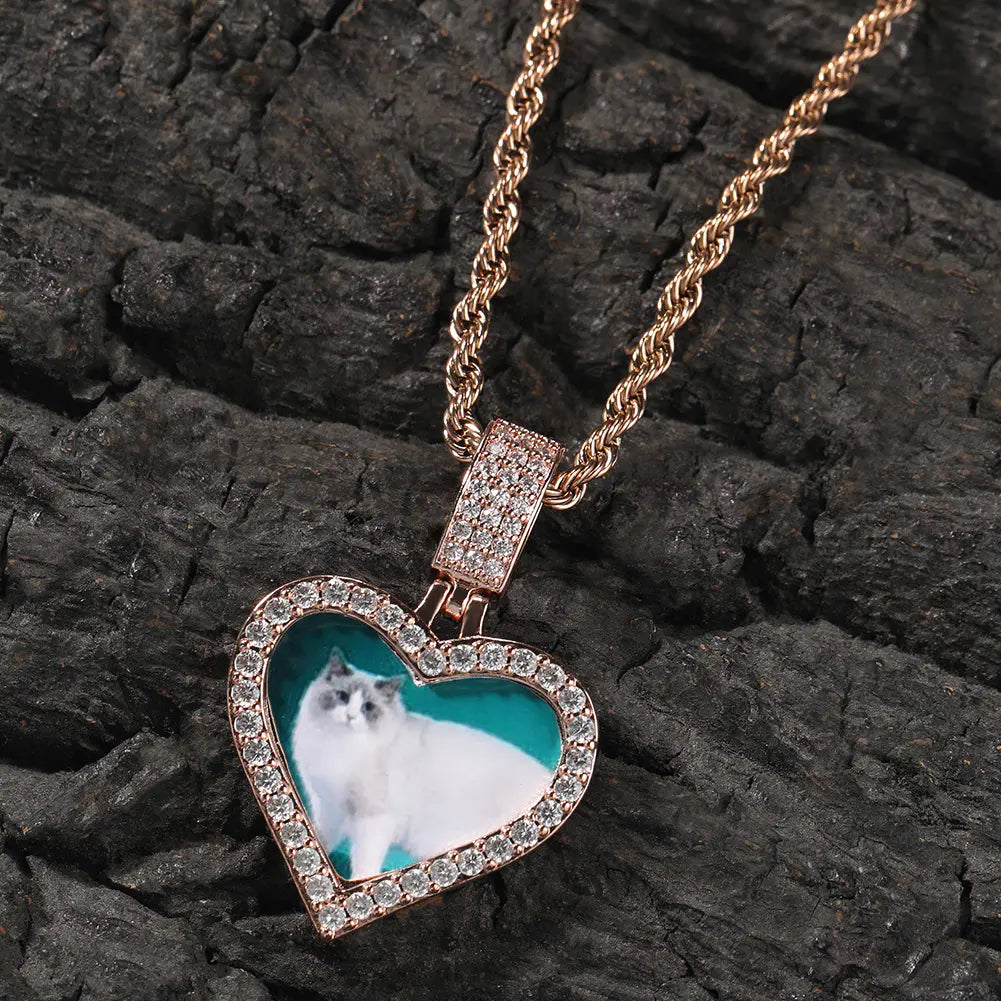 Custom Little Heart Photo Pendant