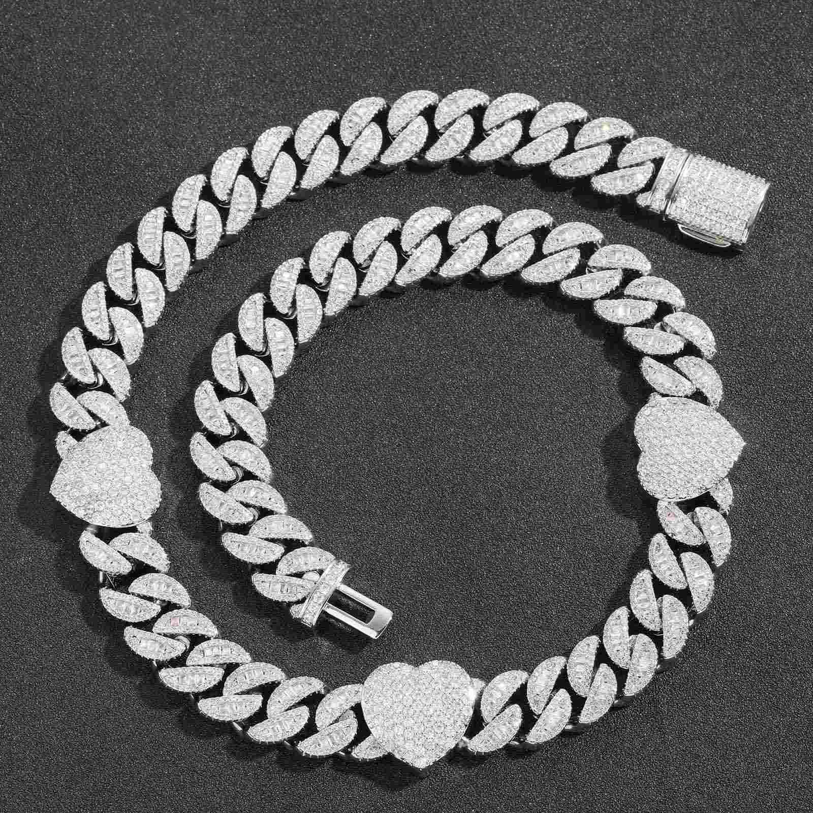 Iced Heart Baguette Cuban Link Chain