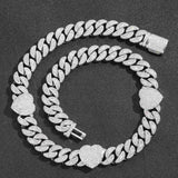 Iced Heart Baguette Cuban Link Chain