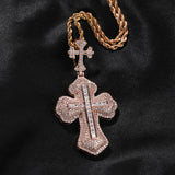 Iced Baguette Bottnee Cross Pendant