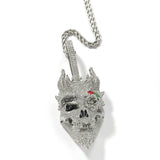 Iced Rose Skull Head Pendant