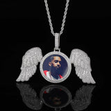 Custom Wing With Round Photo Pendant