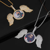 Custom Wing With Round Photo Pendant