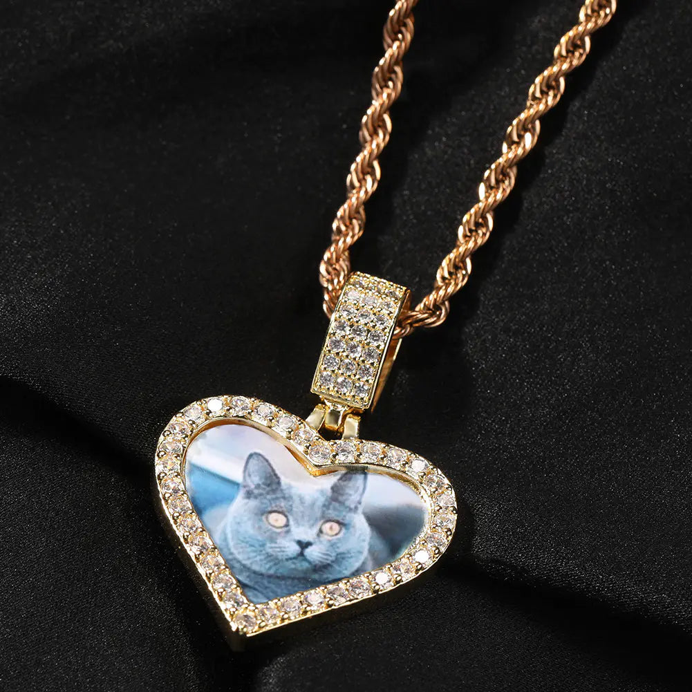 Custom Little Heart Photo Pendant