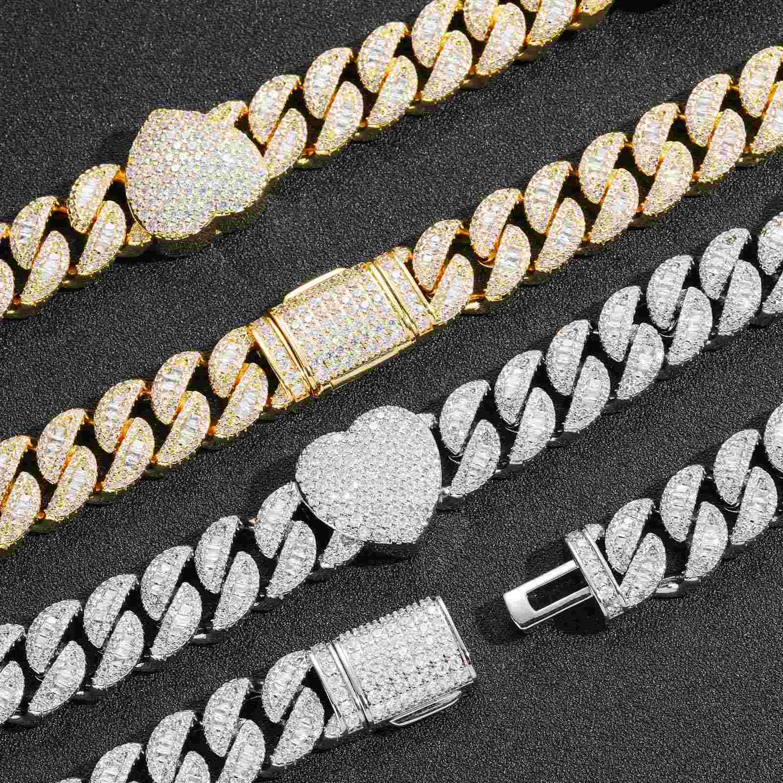 Iced Heart Baguette Cuban Link Chain