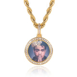 Custom Baguette Round Photo Pendant