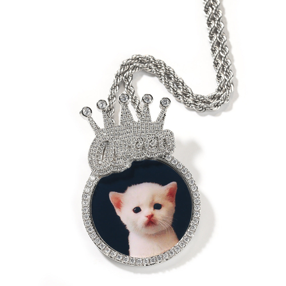 Custom Queen Crown Photo Pendant