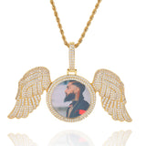 Custom Wing With Round Photo Pendant