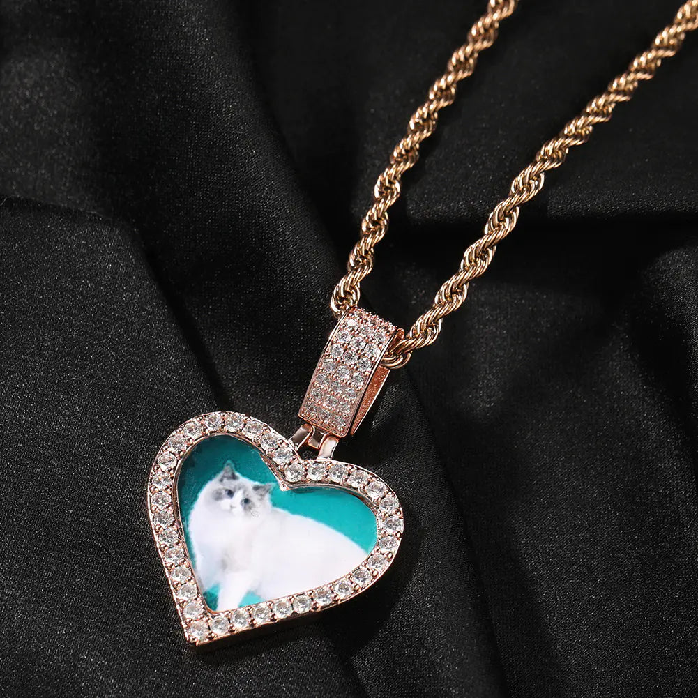 Custom Little Heart Photo Pendant