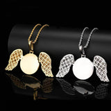 Custom Wing With Round Photo Pendant