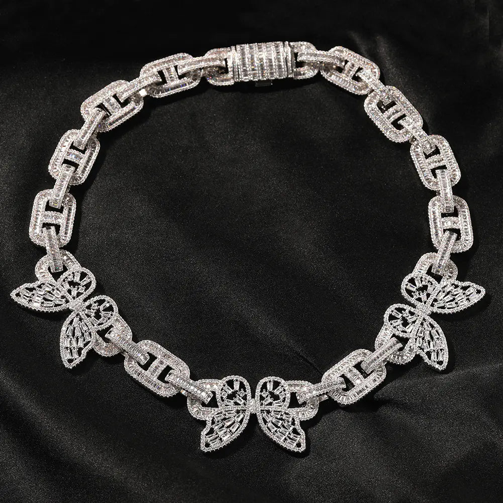 Baguette Butterfly Mariner Link Chain