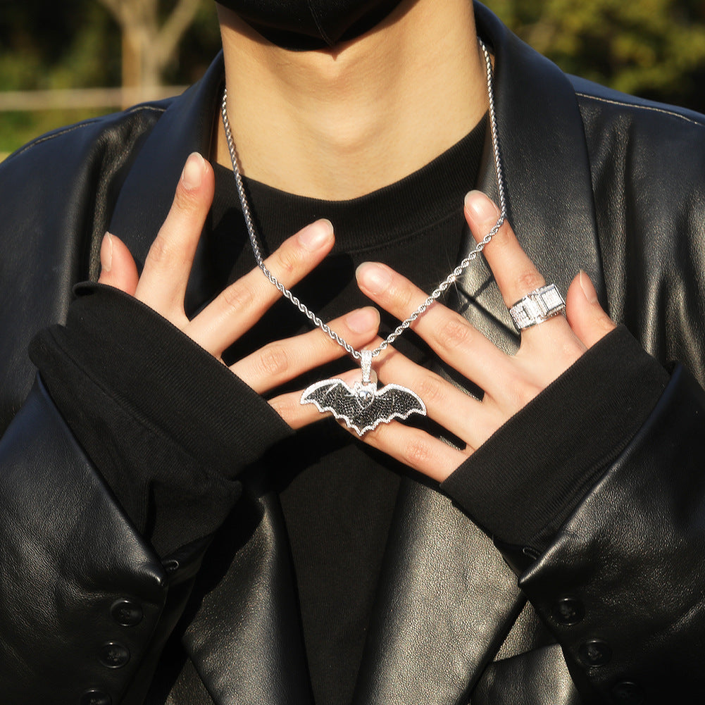 Black Iced Bat Pendant