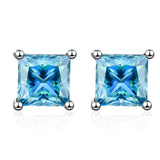 S925 Moissanite Princess Cut Stud Earrings