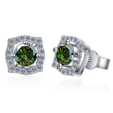 S925 Moissanite Round Cut Square Stud Earrings