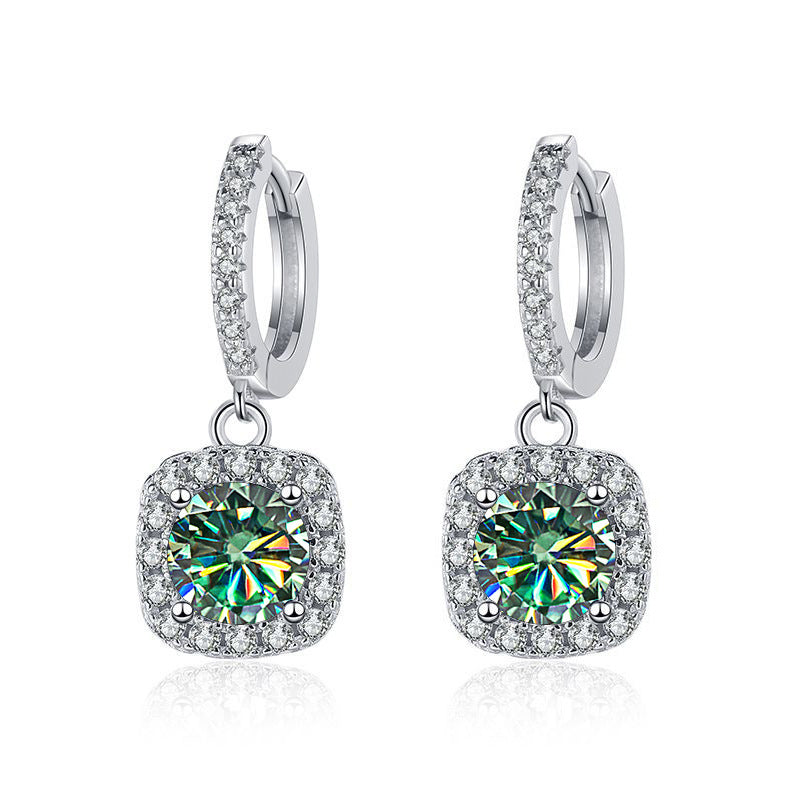 S925 Moissanite Round Cut Hoop Earrings