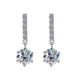 S925 Moissanite Round Cut Dangly Earrings