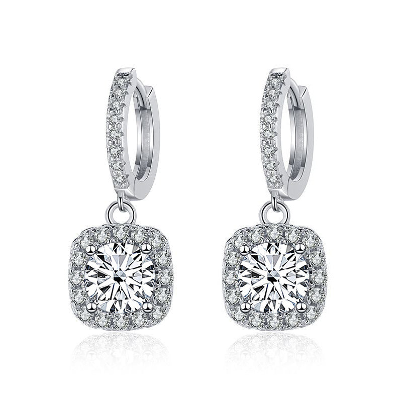 S925 Moissanite Round Cut Hoop Earrings