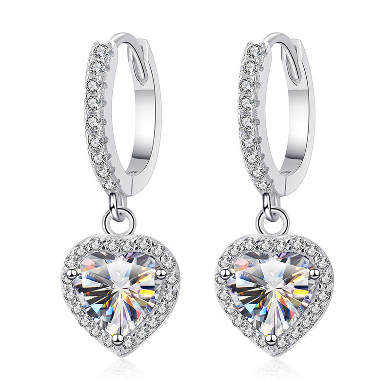 S925 Moissanite Heart Cut Hoop Earrings