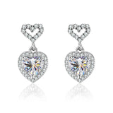 S925 Moissanite Heart Cut Dangly Earrings